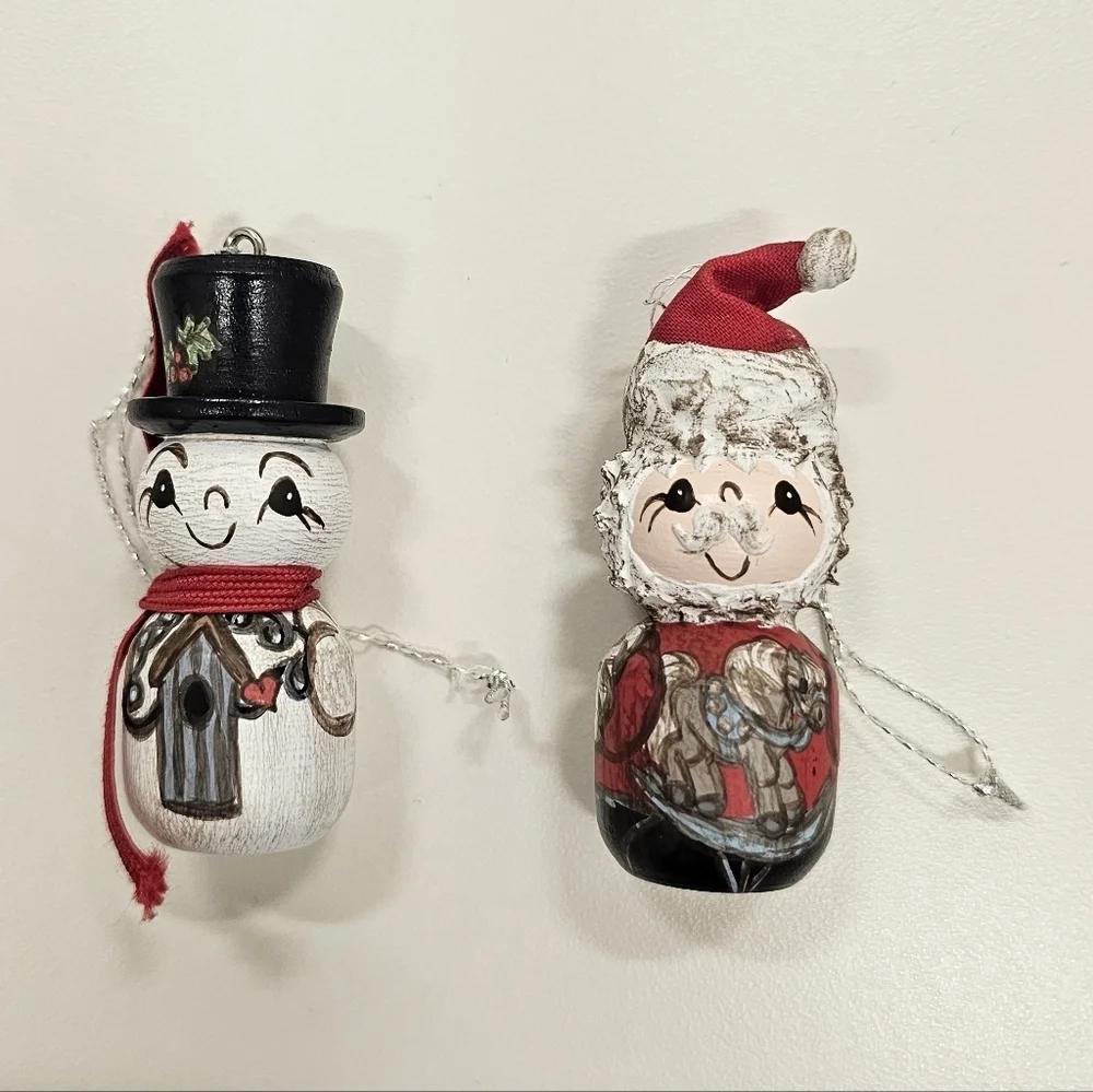 Vintage & RARE MMS Festive Snowman and Santa Ornaments (Qty. 2)